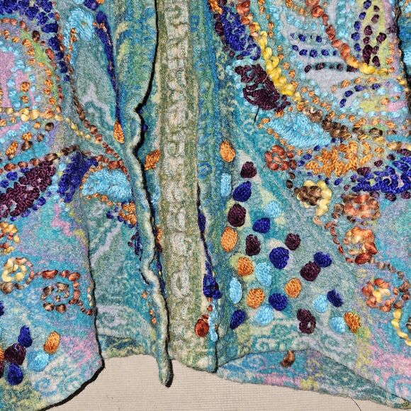 Anu Girls Unique Embroidered Jacket Size Large 100% Wool Colorful Wearable Art - Picture 3 of 16